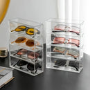 Axyaa Sunglass Display Case with Drawer: Clear Stackable Eyeglass Organizer Box