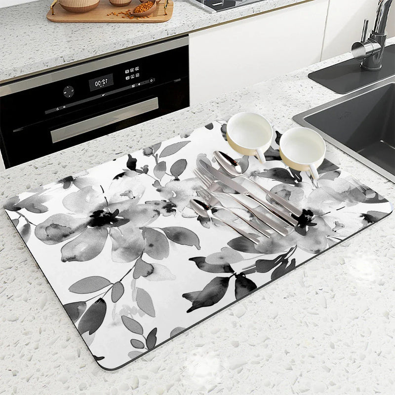 Ink Flower Absorbent Drying Mat Set by Axyaa — Tableware Protection & Decor