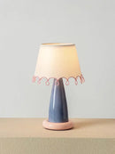 Memphis Ceramic Table Lamp with Nordic Fabric Shade for Bedroom, Living Room - Axyaa