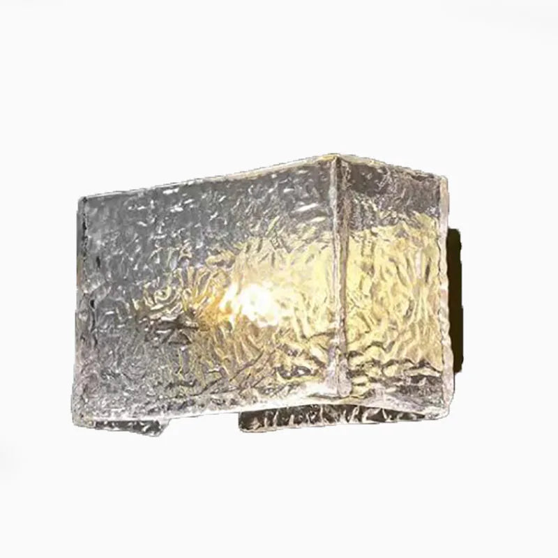 Axyaa Square Water Pattern Glass Wall Lamp Modern Sconces for Indoor Lighting