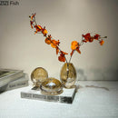 Amber Glass Vase for Desk Decor - Axyaa Texture Floral Pot Bouquet Holder