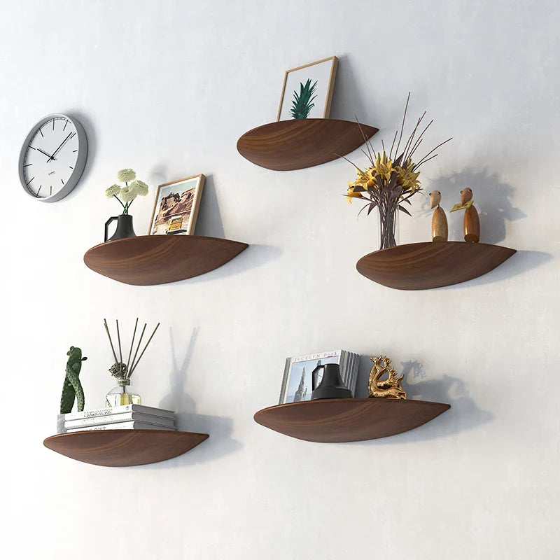 Axya Wooden Wall Shelf Semicircle Display Stand Storage Organization Decoration