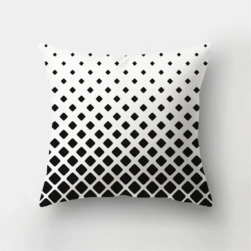Yellow Black Geometric Cushion Cover - Wave Line Design by Axyaa