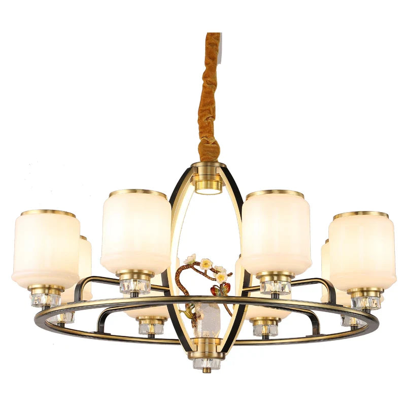 Axyaa Copper Jade Chandelier: Luxury Chinese Style Lighting for Home, Restaurant, and Villa