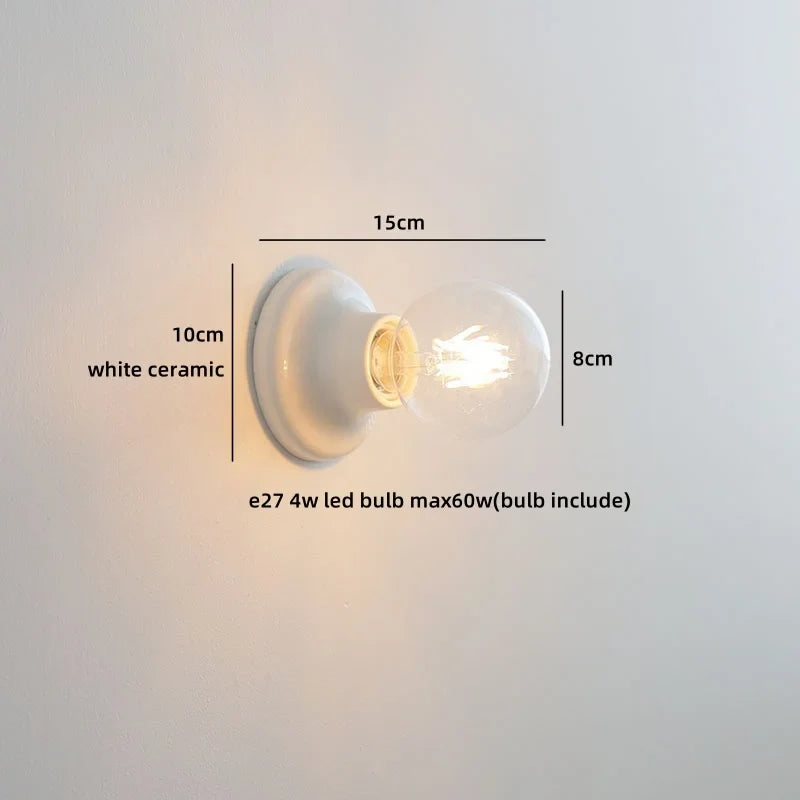 Axyaa Ceramic LED Wall Sconce, Japan Style Bedroom Stair Light