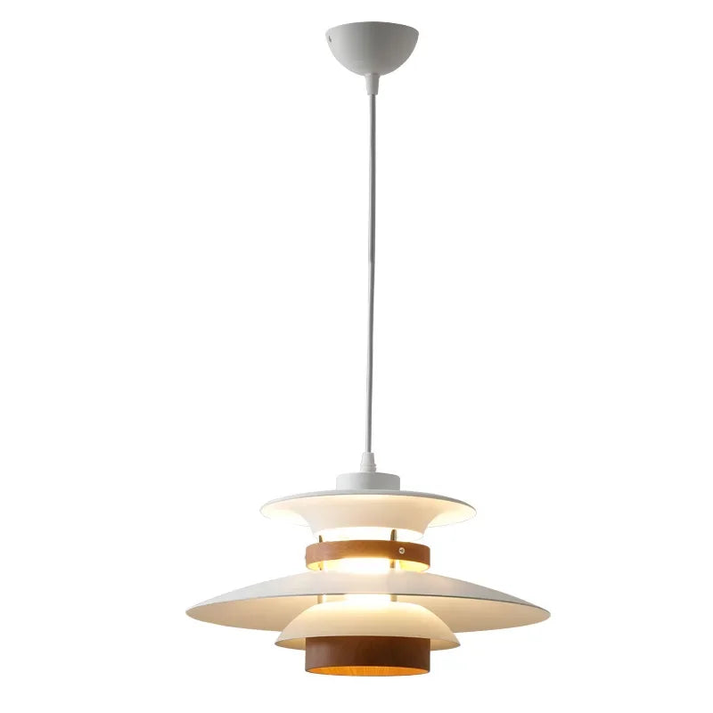 Axyaa Walnut Chandelier: Japanese Retro Flying Saucer Pendant Lighting