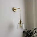 Axyaa Vintage Green Glass Copper Wall Lights with LED and Pull Chain Switch