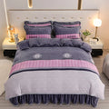 Axyaa Winter Fleece Bedding Set - Double-Sided Coral Fleece Quilt Cover & Flannel Sheet