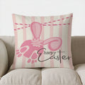 Axyaa Bunny Footprint Happy Easter Pillow Cover for Sofa, Bedroom, Car