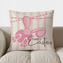 Axyaa Bunny Footprint Happy Easter Pillow Cover for Sofa, Bedroom, Car
