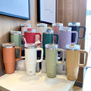 Axyaa Stainless Steel Thermal Coffee Mug with Handle and Straw - Large Capacity Insulated Cup