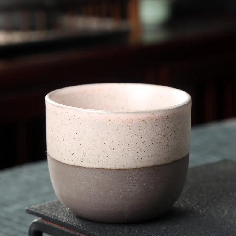 Axyaa Retro Rough Pottery Teacups Set, Handmade Ceramic Coffee Mug, Kung Fu Tea Cup