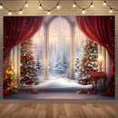 Axyaa Christmas Tree Snow Scene Tapestry for Home Outdoor Party Decoration
