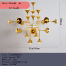 Axyaa Gold Horn Pendant Chandelier for Restaurant and Music Hall Lighting
