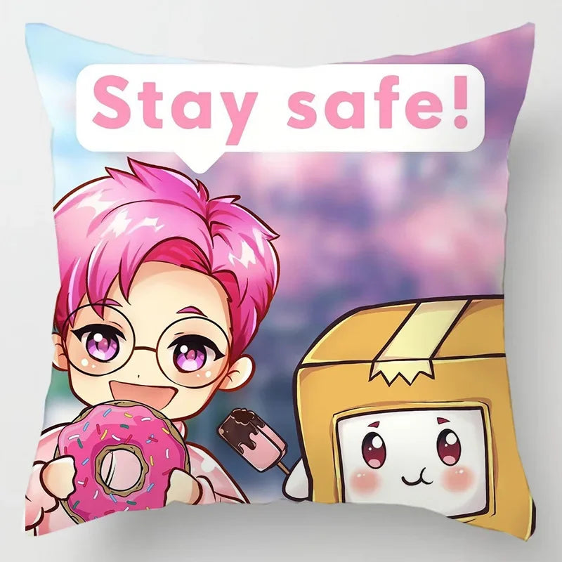 Axyaa Cartoon Print Designer Pillow Cases: Lankybox Series Home Decor Cushion Cover