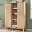 Axyaa Fluted Shoe Cabinet with 2 Flip Drawers, 48" Tall Narrow Organizer