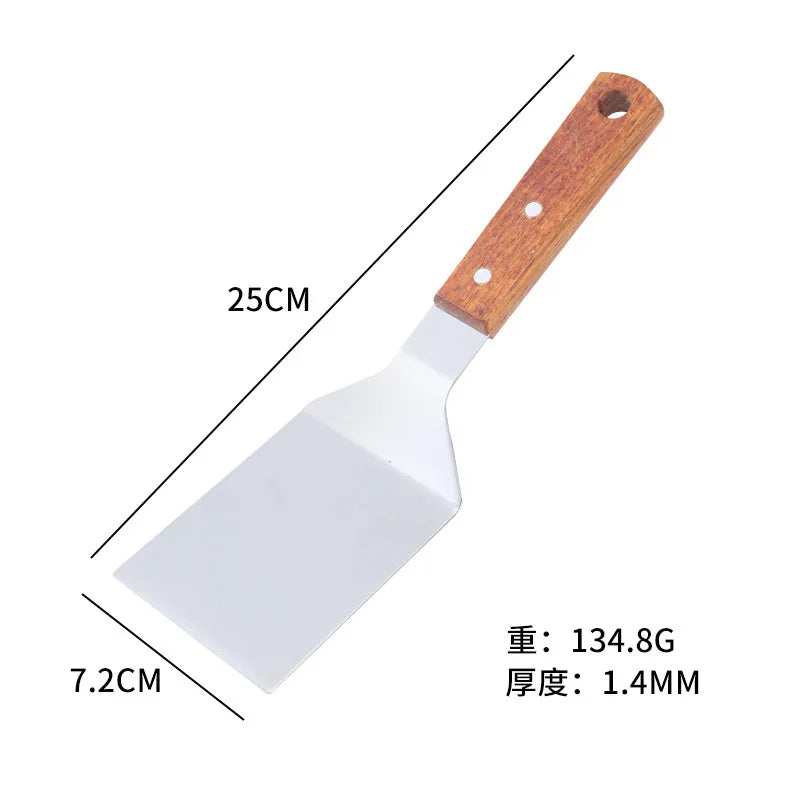 Axyaa Stainless Steel Wooden Handle Cooking Spatula Steak Pancake Frying Shovel