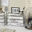Acrylic Desk File Organizer Set, 4 Pack Stackable Clear Letter Tray by Axyaa.