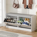 Axyaa Shoe Storage Bench with Padded Seat & Two Flip Drawers