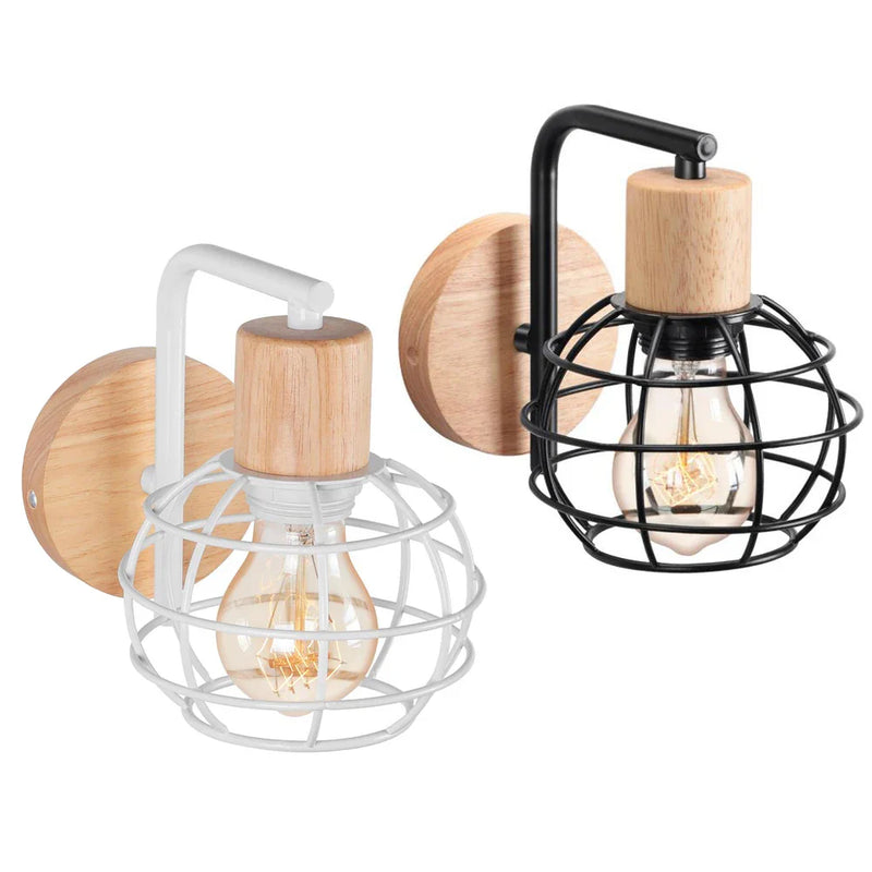 Axyaa Wire Metal Cage Wall Sconce Industrial Rustic Retro Lamp