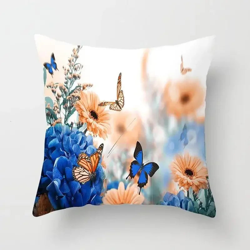 Axyaa Butterfly Flower Polyester Cushion Cover
