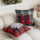 Axyaa Christmas Embroidered Plaid Pillowcase for Bed Sofa Decor