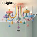 Axyaa Colorful Crystal Pendants Ceiling Chandelier for Kids Bedroom