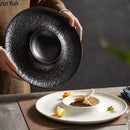Axyaa Stone Patterned Ceramic Dinner Pasta Salad Dessert Sashimi Plates Molecular Cuisine Tableware.