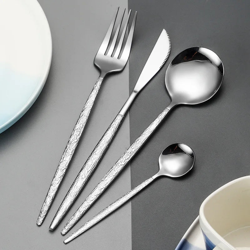 Axyaa Stainless Steel Dining Set - 6pcs Western Tableware Kitchen Gadget Gift Set