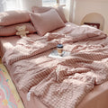 Axyaa Solid Color Summer Cool Quilt Set - Soybean Fiber Seersucker Air Conditioner Quilt