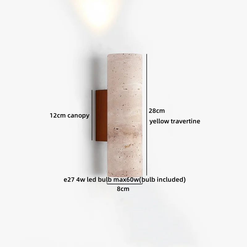 Axyaa White Glass Ball LED Wall Lamp Yellow Travertine Modern Bathroom Mirror Light
