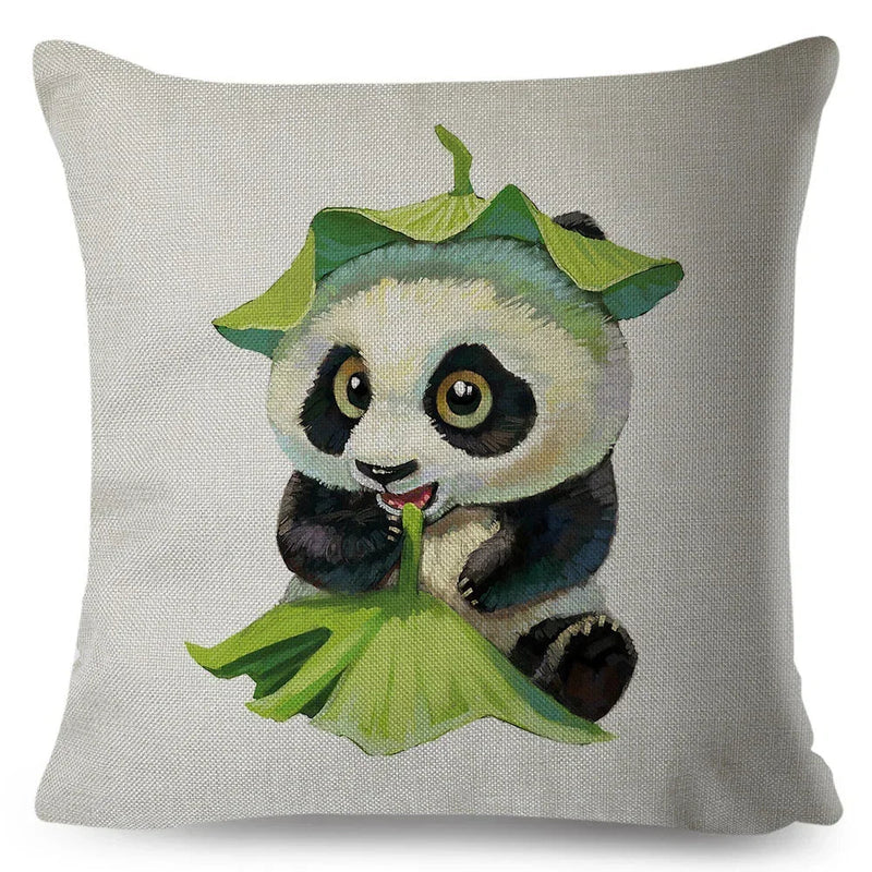 Axyaa Watercolor Animal Pillowcase - Cute Cartoon Design for Living Room Sofa