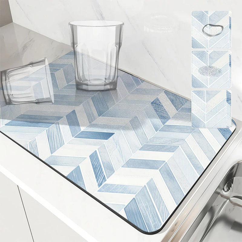 Axyaa Geometric Figure Kitchen Drying Mat Absorbent Anti-slip Bathroom Drain Pad