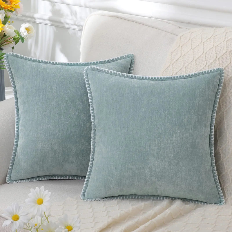 Axyaa Chenille Cushion Cover: Soft Luxury Decorative Pillow Case for Living Room