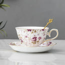 Axyaa Flower Tea Set with Porcelain Mug, Saucer, and Spoon