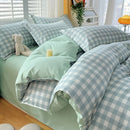 Axyaa Blue & White Grid 4-Piece Bed Sheet Set, Thickened Material