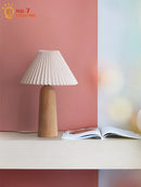 Axyaa Mushroom Table Lamp LED E27 Solid Wood Desk Light for Bedroom Decor