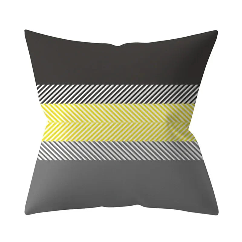 Axyaa Yellow Floral Geometric Cushion Cover 45x45cm