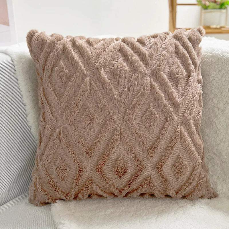 Axyaa White Faux Fur Velvet Pillow Covers 18x18 - Decorative Cushion Cover 45*45