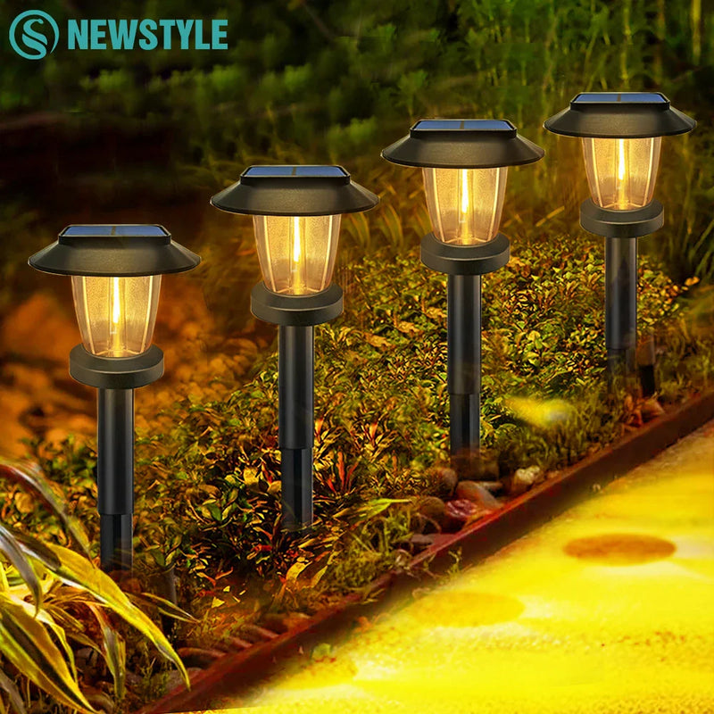 Axyaa Solar Pathway Lights: LED Outdoor Landscape Lamps for Yard Garden Walkway