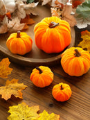 Axyaa Velvet Pumpkin Decoration Set for Fall Halloween Thanksgiving Harvest Décor
