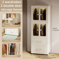 Axyaa Multi-Tier Storage Cabinet, Heavy-Duty Organizer with Rollers, Single/Double Door Design