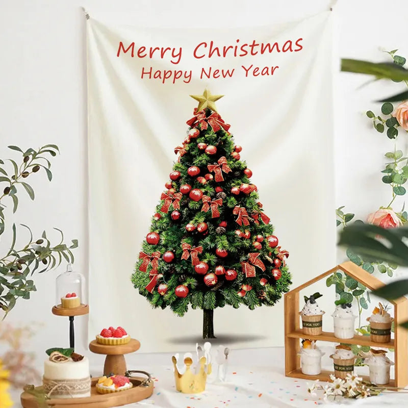 Axyaa Christmas Tree Tapestry Holiday Party Decoration Hanging Cloth Home Décor