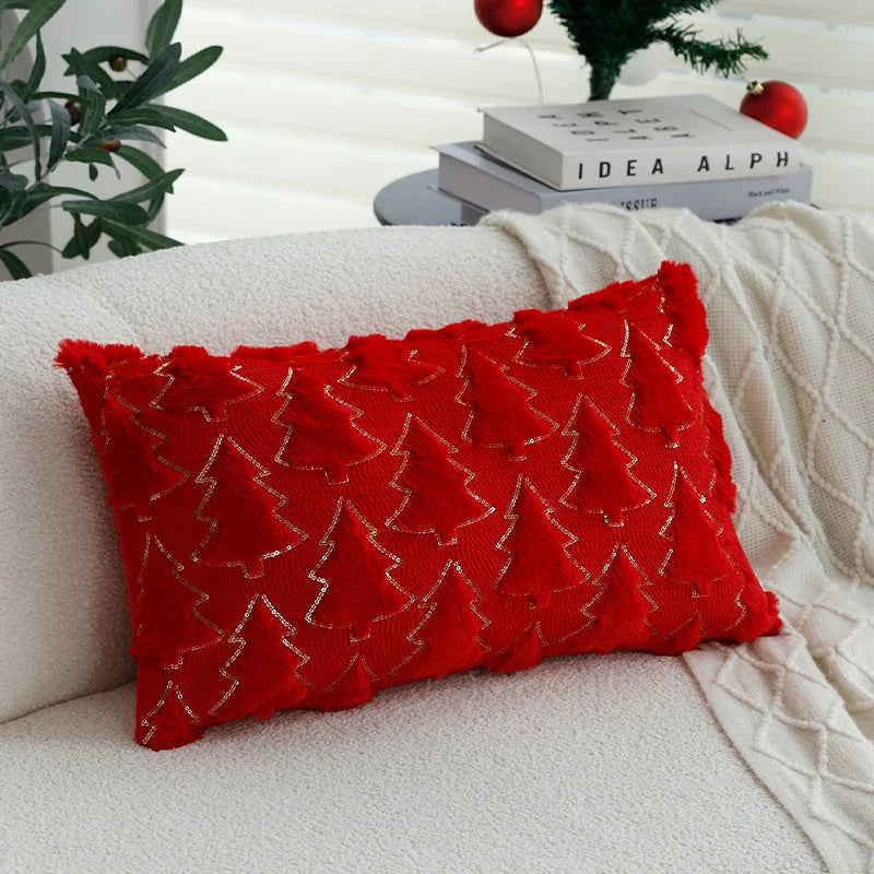 Axyaa Plush Christmas Pillow Cover 45x45cm for Home Sofa Decor