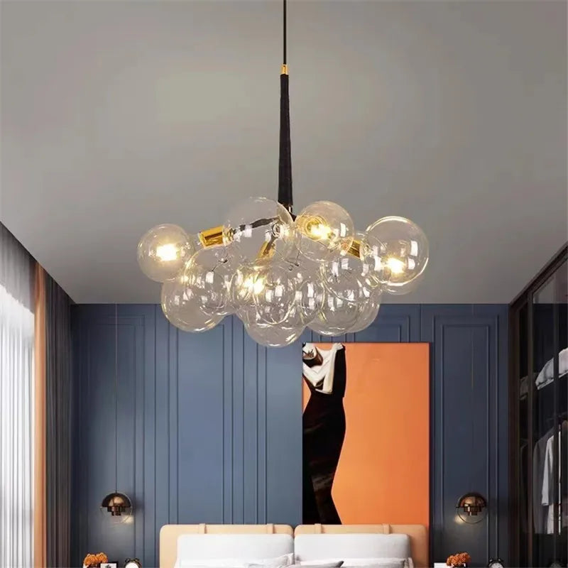 Axyaa Bubble Chandeliers: High Quality LED Lounge Room Lighting with Glass Lampshade