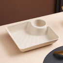 Axyaa Large Square Divided Dumpling Plate & Vinegar Space Organizer