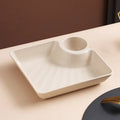 Axyaa Large Square Divided Tray Dumpling Plate Steak Fries Organizer Tableware