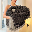Axyaa Striped Faux Rabbit Fur Blanket - Soft, Thick, Machine Washable