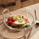 Axyaa Rattan Glass Plate: Japanese-Inspired, Retro Snack & Salad Server