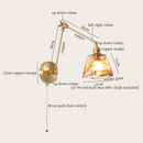 Axyaa Vintage LED Copper Wall Sconce Pull Chain Light for Bathroom, Bedroom, Staircase
